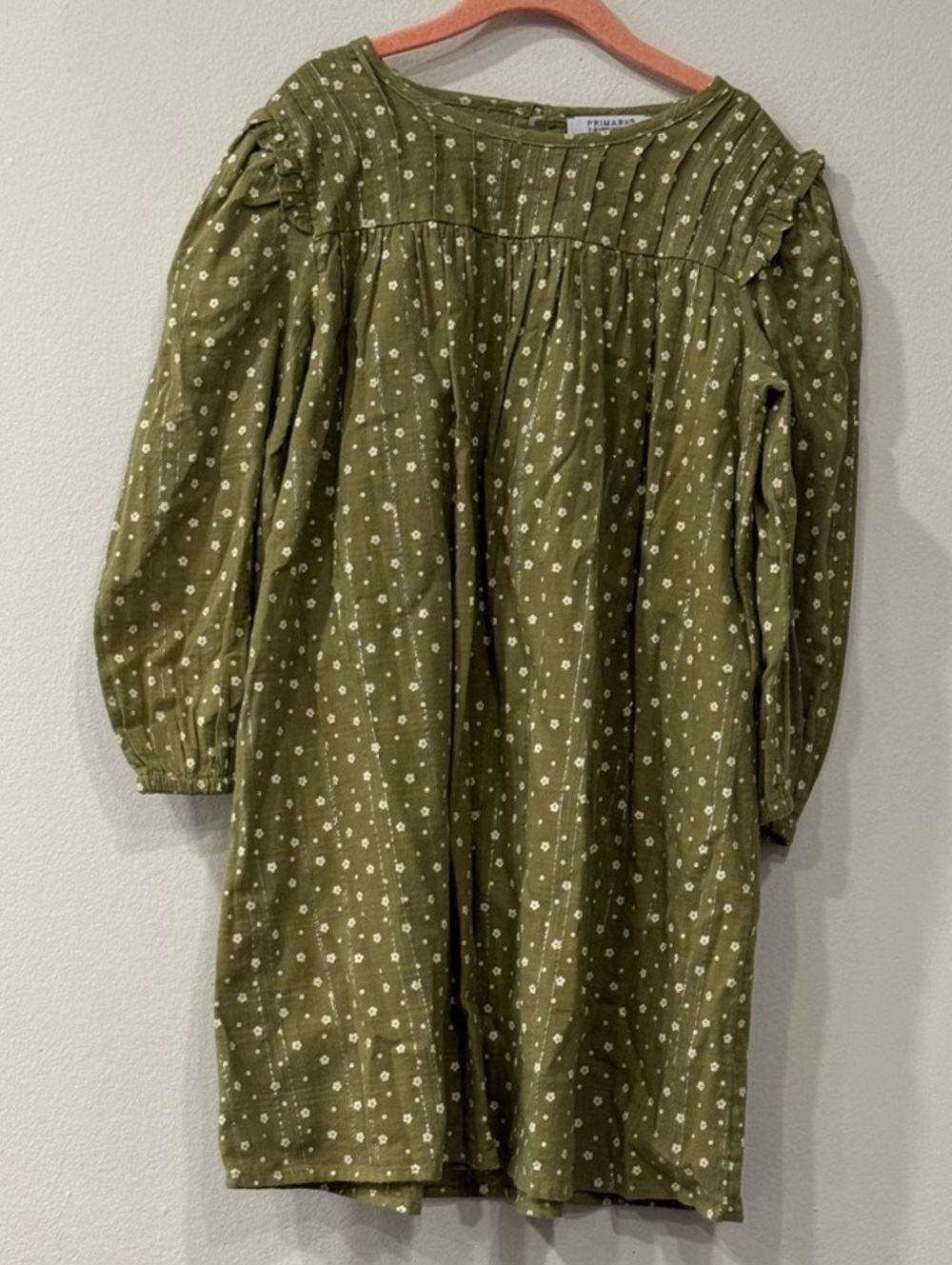 Primark Floral Mini Dress Green & White Size 7-8Y